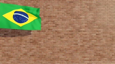 Brazil Flag in Corner with Brick Wall Stock Footage 318956484