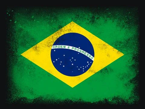 Brazil Flag design composition of exploding powder and paint, isolated on a b 스톡 일러스트