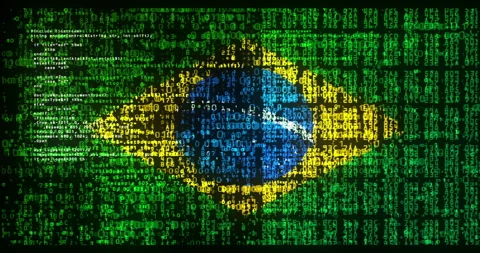 Brazil flag digital code Stock Footage 323442097