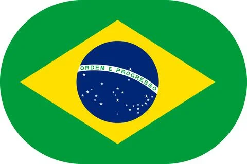 Brazil flag in flat oval design Illustrazione stock