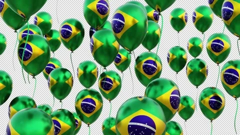 Brazil Flag On The Flying Balloons Stock Footage 314647637