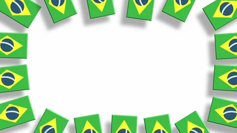 Brazil flag frame border on plain white background for event Stock Footage 325608627