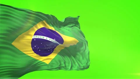 Brazil Flag in Green Screen Stock Footage 328527136