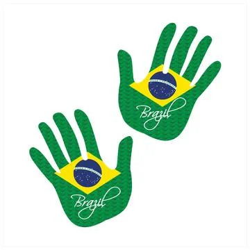 Brazil flag hand vector 库存插图