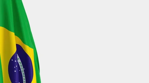 Brazil Flag Loop animation on Left Side, Waving National Symbol with Copy Spa 스톡 동영상 332593425
