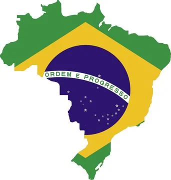 Brazil Flag in Map, Brazil Map with Flag, Country Map, Brazil Map with Flag.. Illustrazione stock