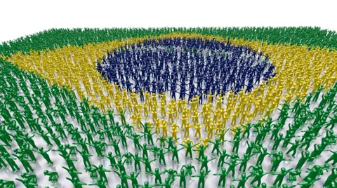 Brazil Flag People 스톡 동영상 34370321