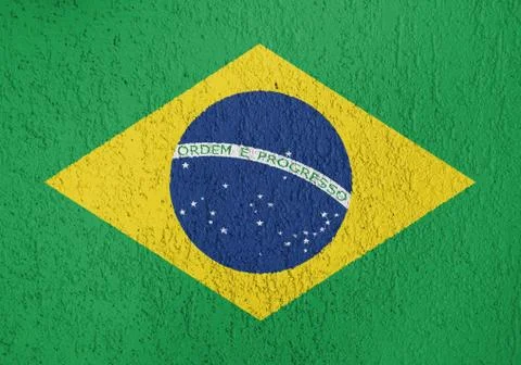 Brazil flag in plaster texture Stock Photos