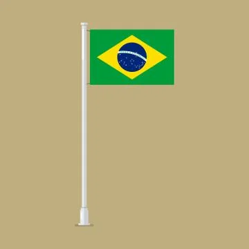 Brazil flag on pole Stock Illustration