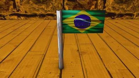 Brazil Flag Post - Upwards Shot Video stock 270538134
