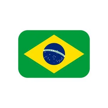 Brazil Flag Rounded Rectangle Icon Black Background Stock Illustration