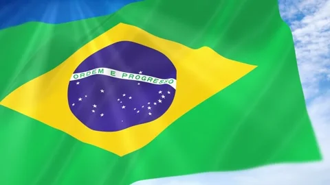 Brazil Flag Seamless Loop 4k 60fps on Sky Background Stock Footage 341681665
