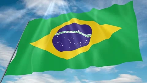 Brazil Flag Seamless Loop 4k 60fps on Sky Background Stock Footage 341755178