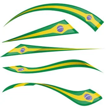 Brazil flag set on white background Stockillustratie