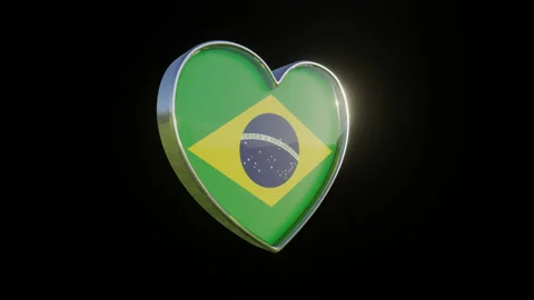 Brazil Flag in the Shape of 3D Heart. Video stock 134703208