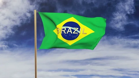 Brazil flag with title waving in the wind. Looping sun rises style.  Animation Stock Footage 48611103