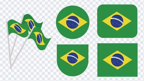 Brazil flag vector icon collection. Brazil flag emblem symbol set. Stock Illustration