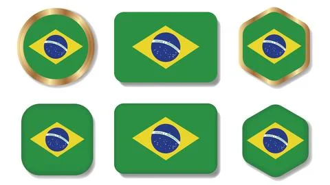Brazil flag vector icon collection. Brazil flag emblem symbol set. Illustrazione stock