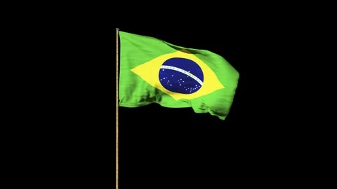 Brazil flag waving with black background Видео 247715970