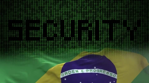 Brazil flag - Waving flag on matrix binary code background Stock Footage 321422141