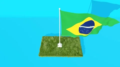 Brazil Flag Waving on Grass Platform Stock Footage 318956571