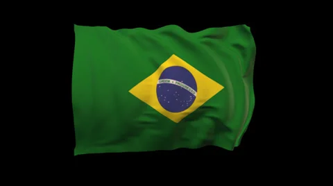 Brazil flag waving seamless loop + embedded alpha 库存影片 34865451