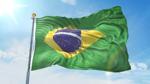 National Flag of Brazil - Windy Brasil F, Stock Video