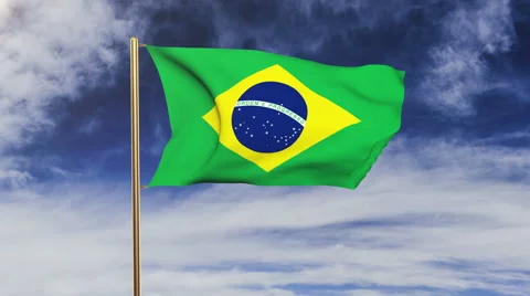 Brazil flag waving in the wind. Green screen, alpha matte. Loopable animation Stock Footage 48611024