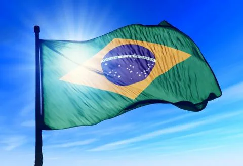 Brazil flag waving on the wind Stock Illustration