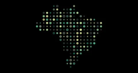 Brazil Formed by Breathing Pixel Dots Stock Footage 311590740