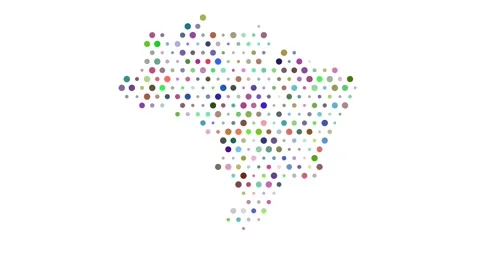 Brazil Formed by Breathing Pixel Dots Stock Footage 311590765
