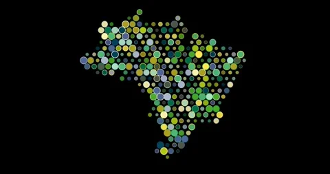 Brazil Formed by Breathing Pixel Dots Stock Footage 311590771