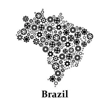 Brazil gear map. concept for teamwork country, technology hub.vector image ic Stock Illustration