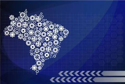 Brazil Gear map. Concept for teamwork country, technology hub.Vector image ic 스톡 일러스트