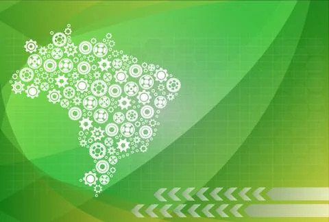 Brazil Gear map. Concept for teamwork country, technology hub.Vector image ic Stock Illustration