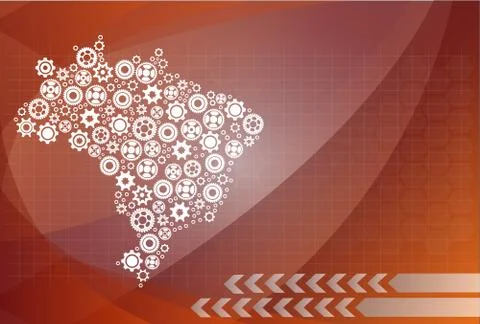 Brazil Gear map. Concept for teamwork country, technology hub.Vector image ic Illustrazione stock