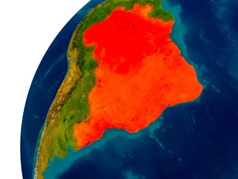 Brazil on globe Stock Illustration