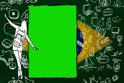 Brazil - Hand-drawn - Flag Loop - Illustration - SD Stock Footage 90600382