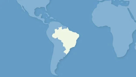 Brazil Highlighted on World Map Animation, Country Location Reveal Stock Footage 339273184