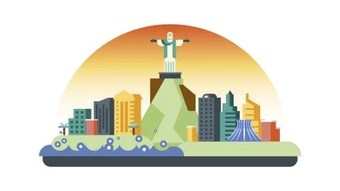 Brazil icon in flat style Stock Illustration