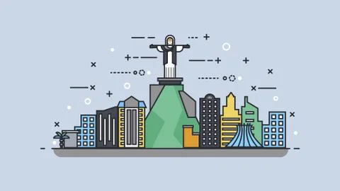 Brazil icon linear style Stock Illustration