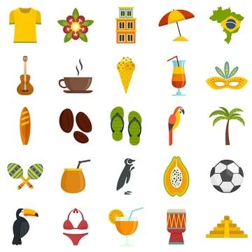 Brazil icons set flat vector isolated Ilustración de archivo
