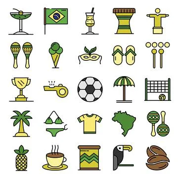 Brazil icons vector flat Stock Illustration