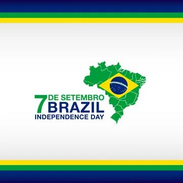 Brazil independence day poster with map and national flag featuring Stock Illustration