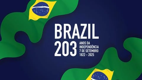 Brazil Independence Day vector background. Brazilian flag with modern typog.. Stock Illustration