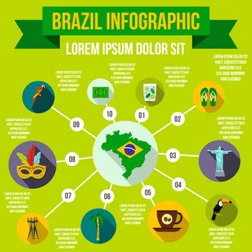 Brazil infographic elements, flat style Stock Illustration