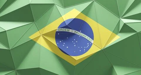 Brazil low poly design flag geometric background Иллюстрация