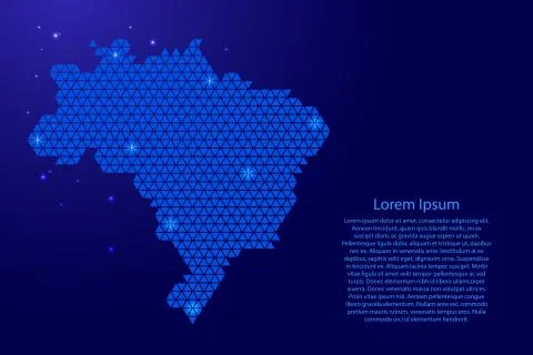 Brazil map abstract schematic from blue triangles repeating pattern Stock Illustration