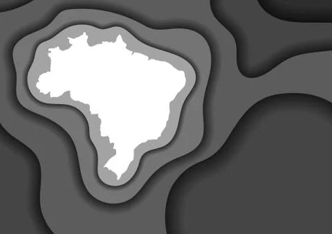 Brazil map abstract schematic from grey monochrome layers paper Illustrazione stock
