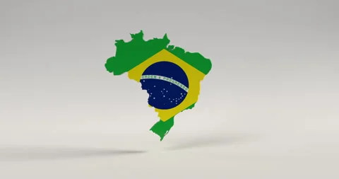 Brazil Map and Flag in a 3D animation Stock Footage 251476774